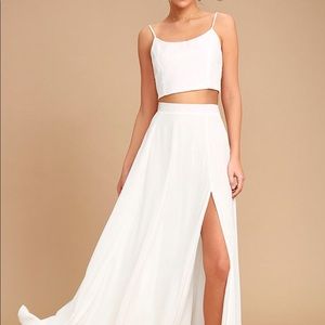 White two piece maxi dress